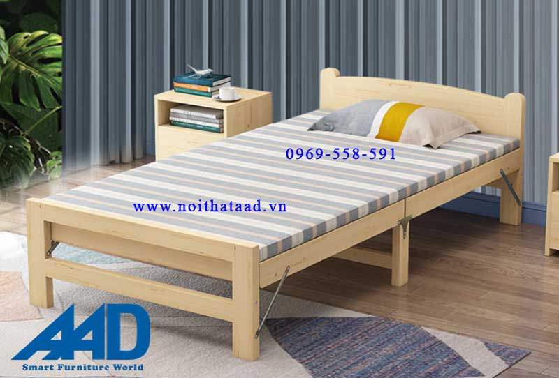 giường xếp di động bằng gỗ thông