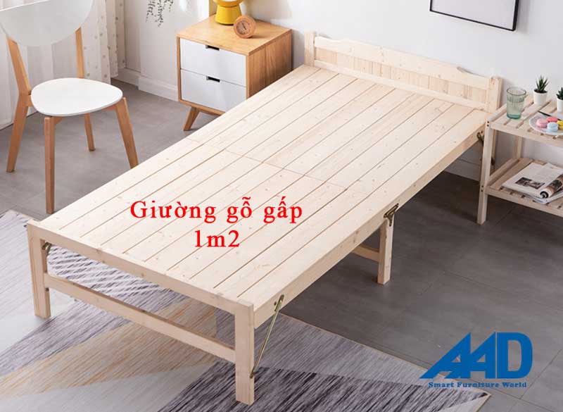 giường gấp 1m2 bằng gỗ thông